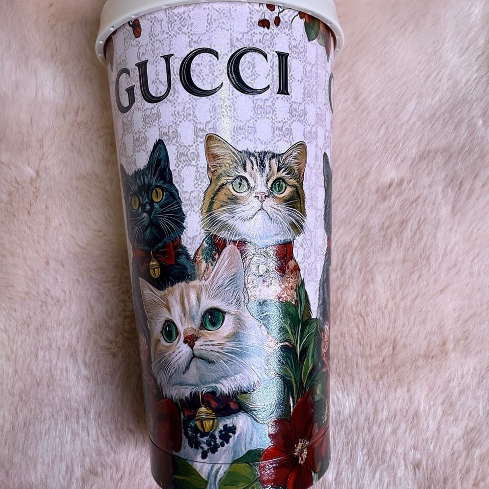 🎉Chic travel thermos, mug with Cat Design and White Lid